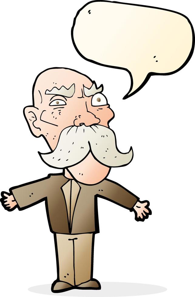 cartoon angry old man with speech bubble vector