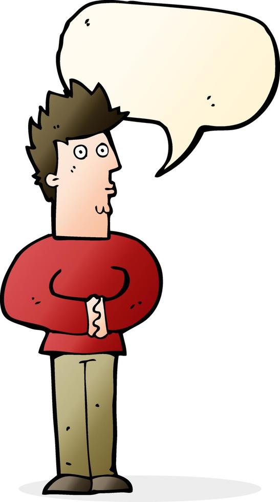 cartoon nervous man with speech bubble vector