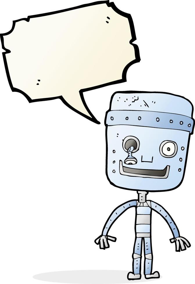 cartoon funny robot with speech bubble vector