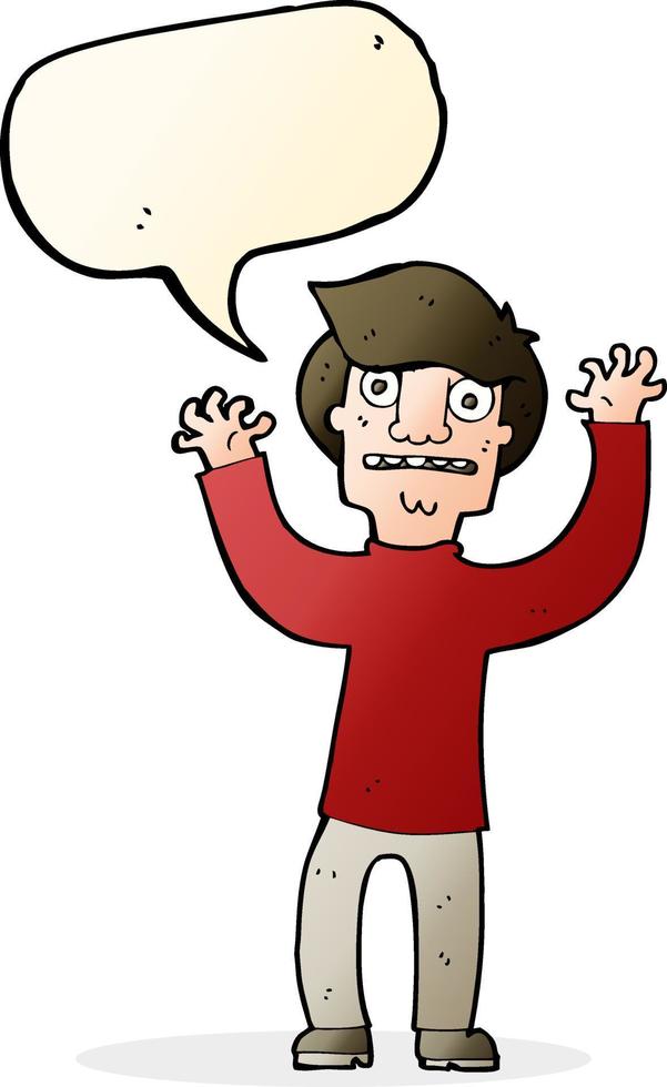 cartoon terrified man with speech bubble vector