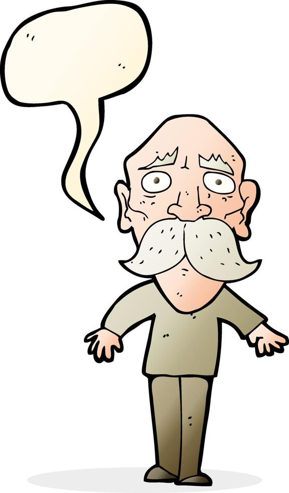 cartoon sad old man with speech bubble vector