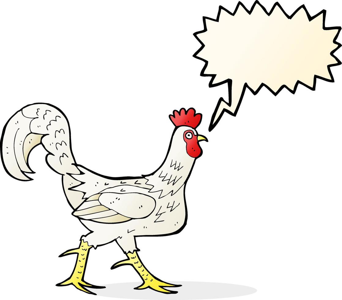 cartoon cockerel with speech bubble vector