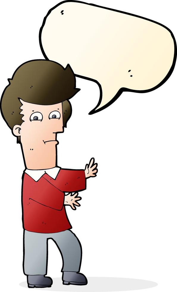 cartoon man gesturing wildly with speech bubble vector