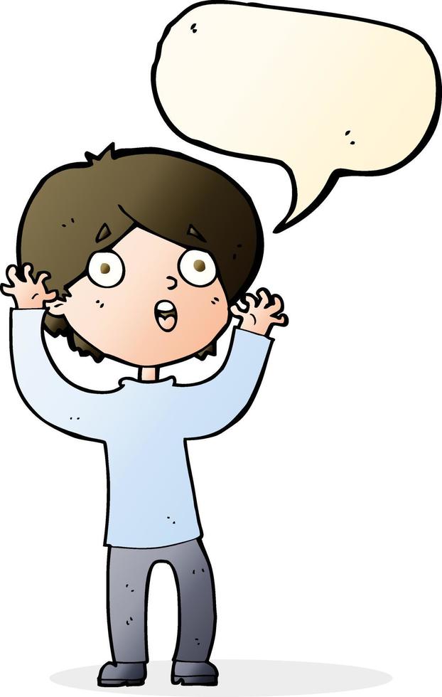 cartoon frightened man with speech bubble vector