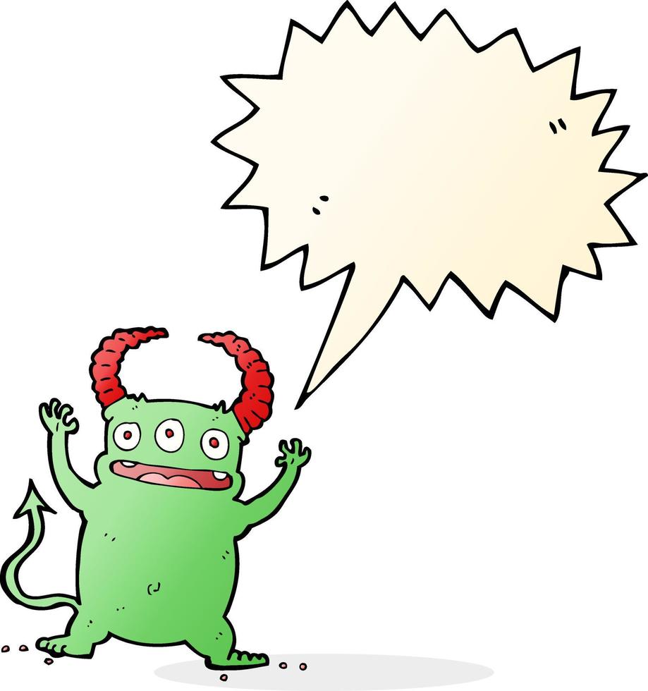 cartoon little devil with speech bubble vector