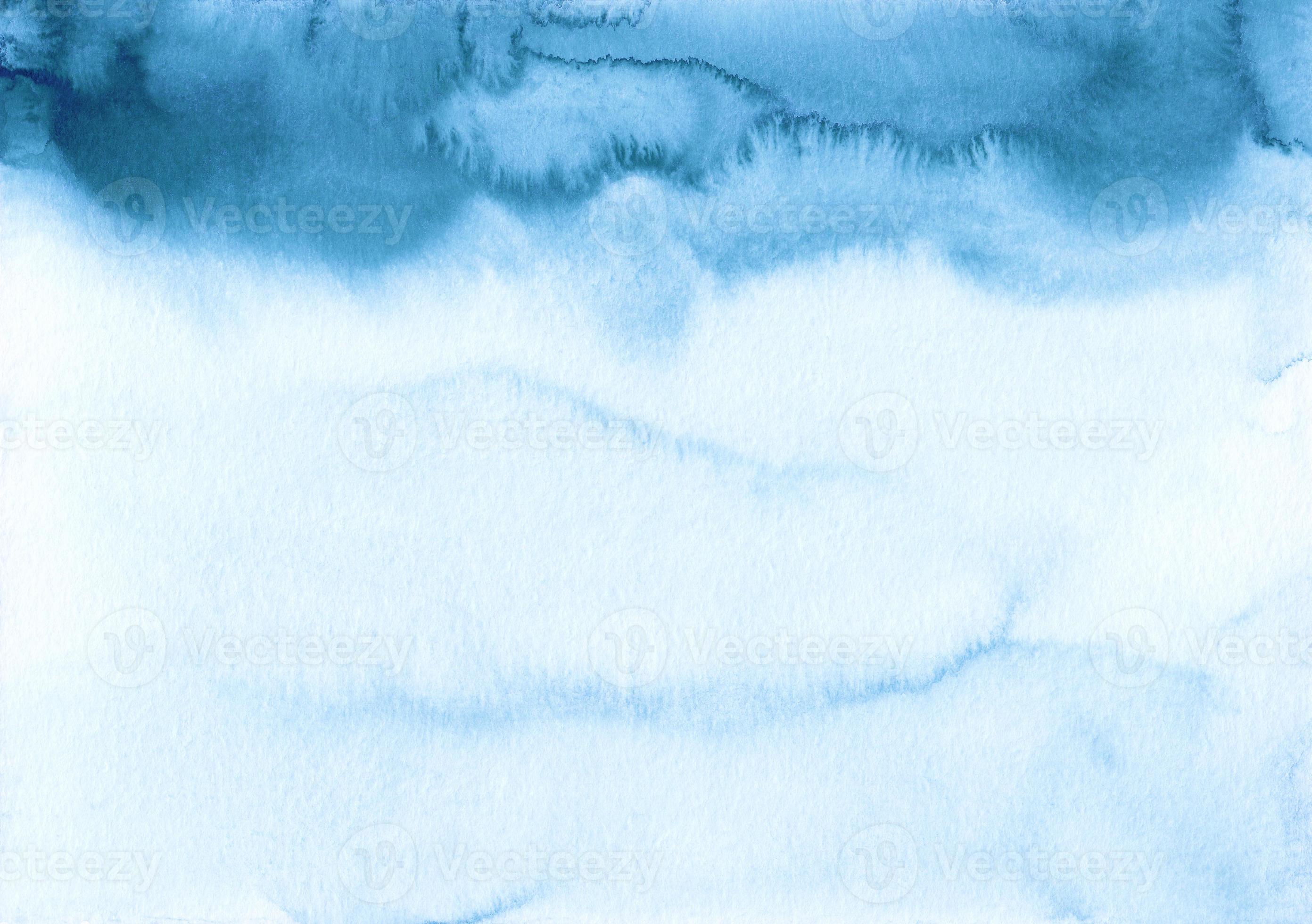 Watercolor blue and white ombre background texture. Sea blue gradient