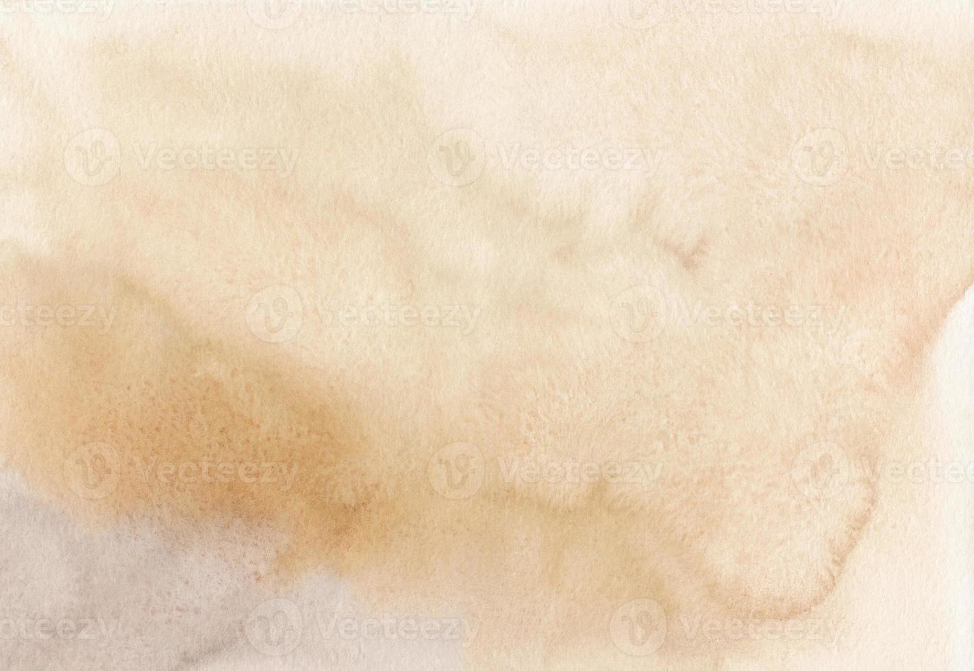 Watercolor pastel beige background texture. Light brown stains on paper, hand painted. photo