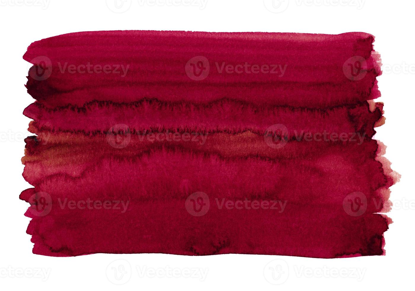Abstract red watercolor spot on white background. Watercolour burgundy blot with space for text. Hand painted isolated illustration with copy space. photo