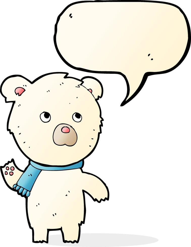 cartoon cute polar bear with speech bubble vector