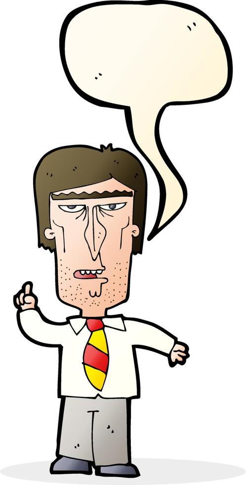 cartoon grumpy boss with speech bubble vector