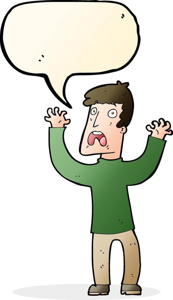 cartoon frightened man with speech bubble vector