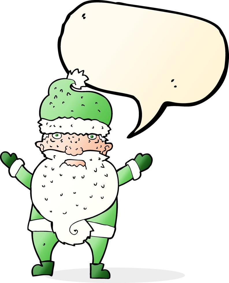 cartoon grumpy santa with speech bubble vector