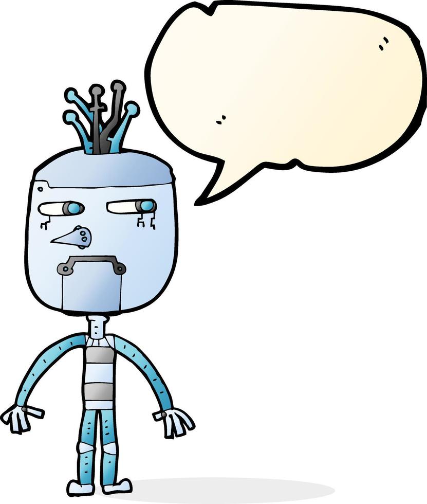 funny cartoon robot with speech bubble vector