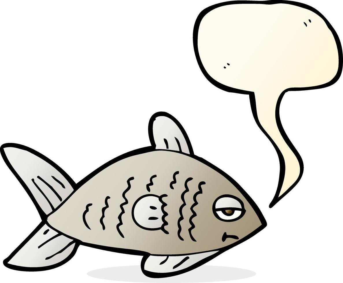cartoon funny fish with speech bubble vector