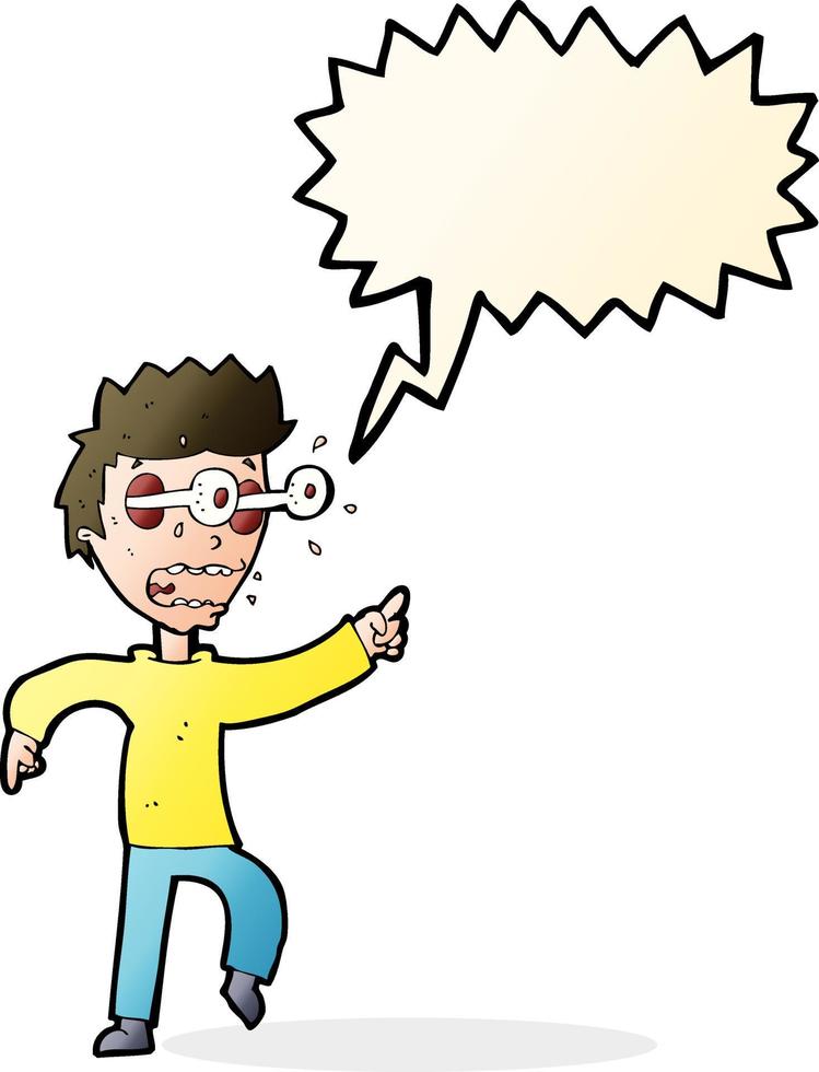 cartoon man with popping out eyes with speech bubble vector