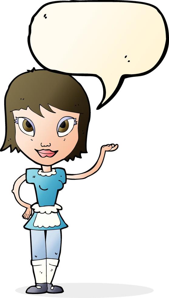 cartoon maid with speech bubble vector