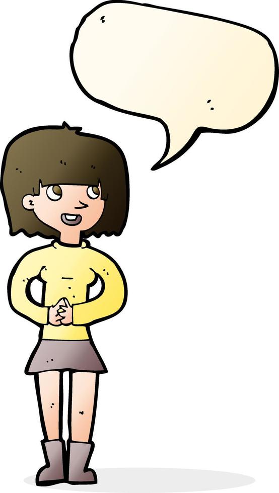 cartoon friendly woman with speech bubble vector