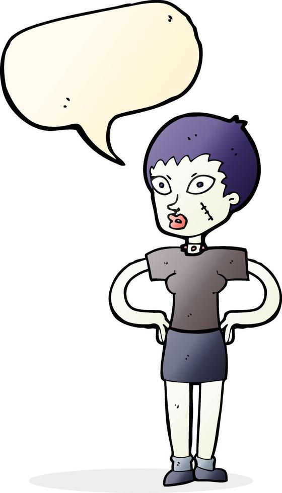 cartoon halloween girl with speech bubble vector