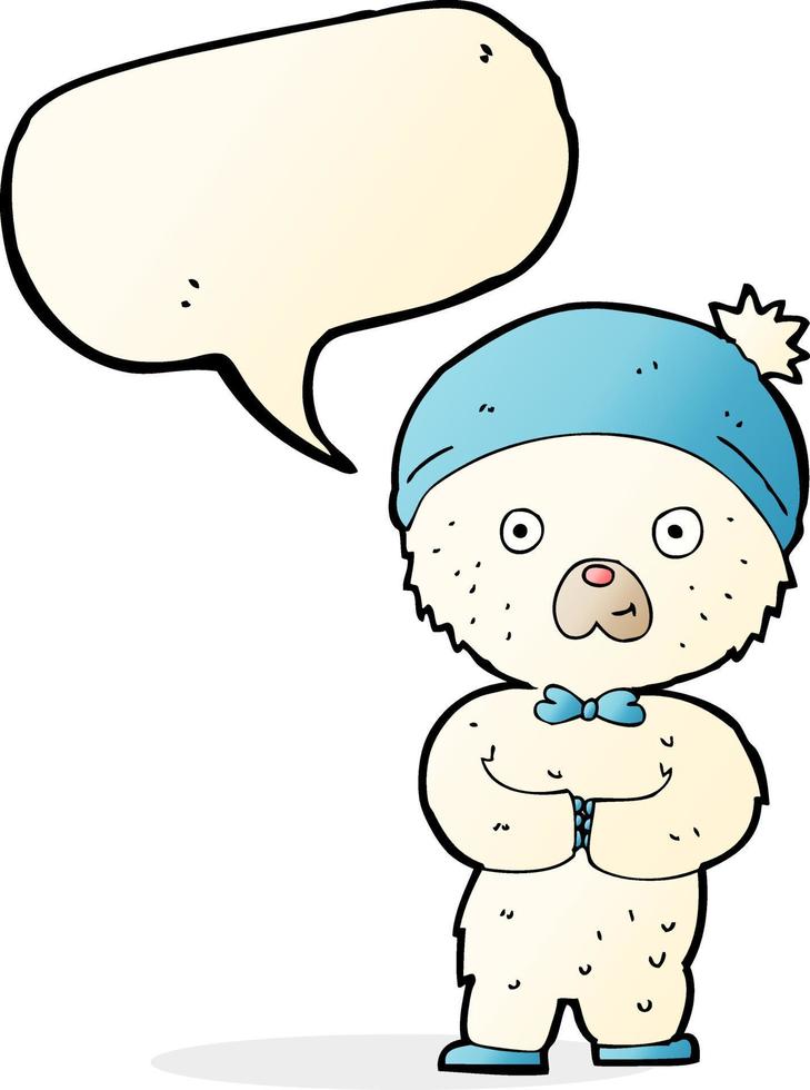 cartoon little polar bear with speech bubble vector