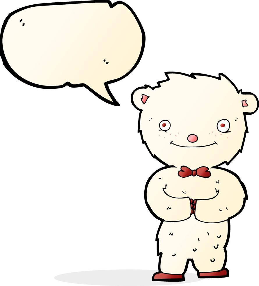 cartoon little polar bear with speech bubble vector