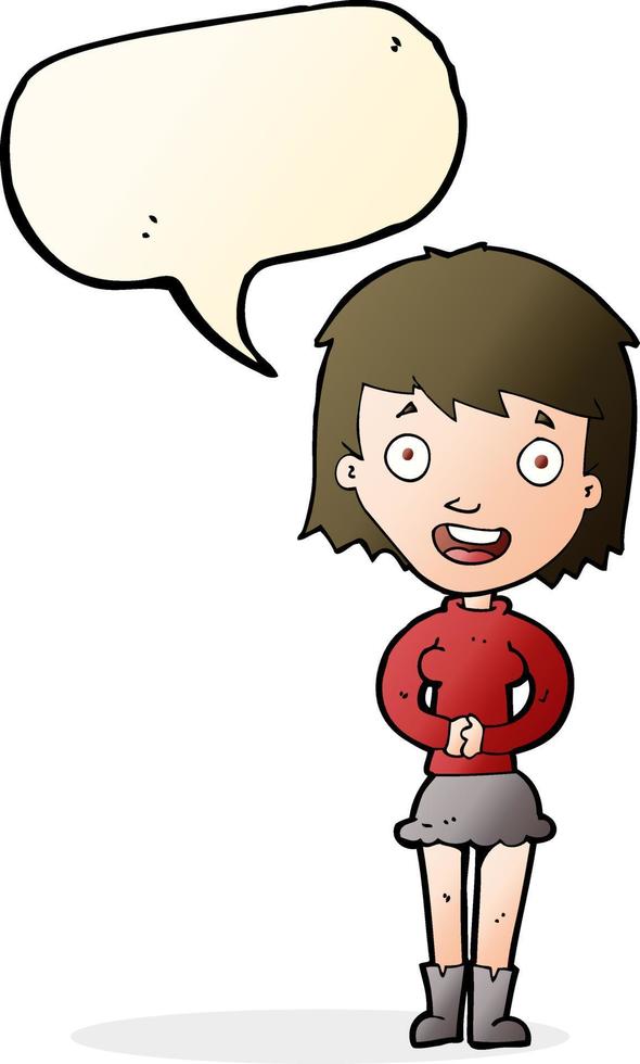 cartoon excited woman with speech bubble vector