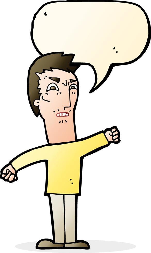 cartoon annoyed man with speech bubble vector