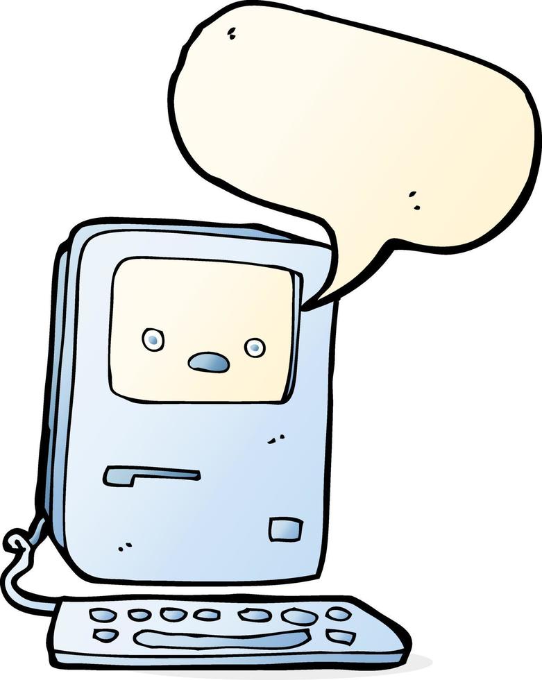 cartoon old computer with speech bubble vector
