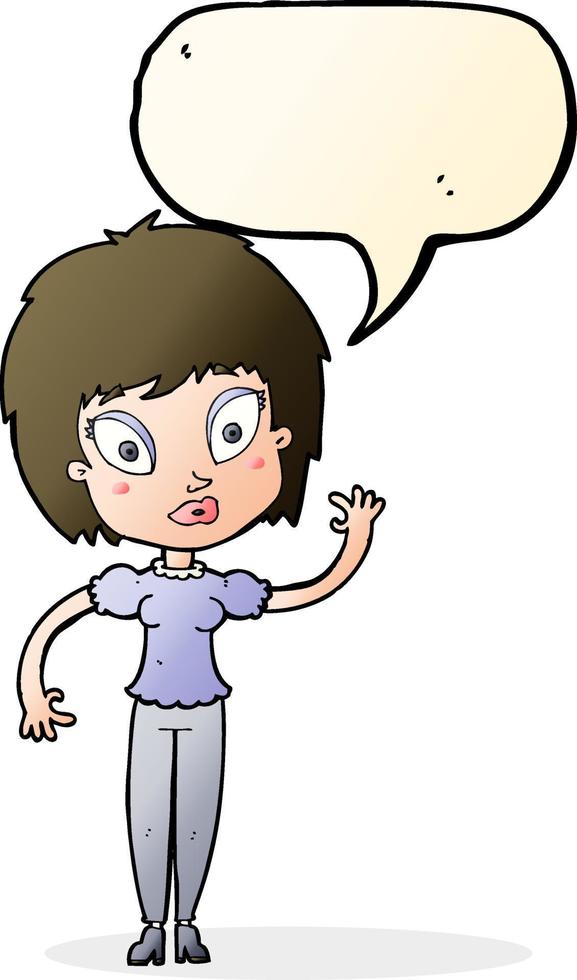 cartoon pretty girl with speech bubble vector