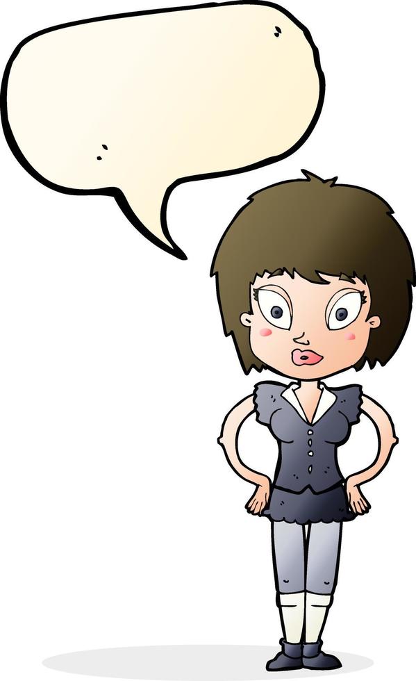 cartoon pretty girl with speech bubble vector