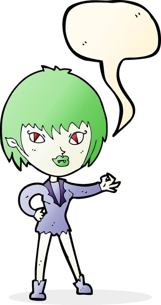 cartoon vampire girl with speech bubble vector