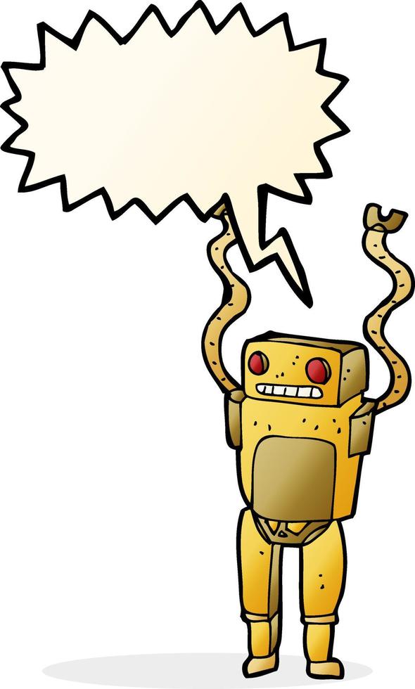 cartoon funny robot with speech bubble vector