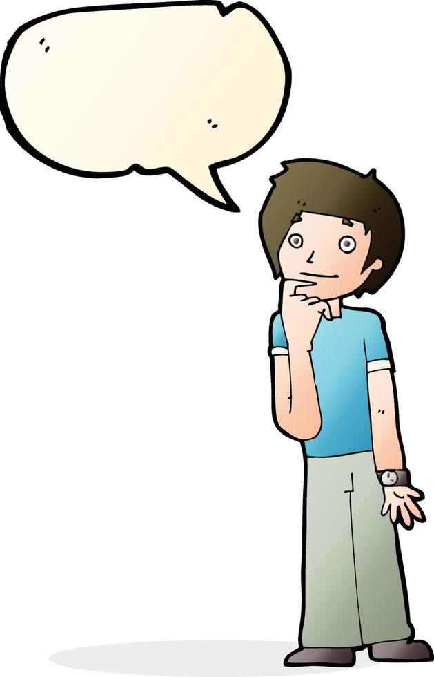 cartoon boy wondering with speech bubble vector
