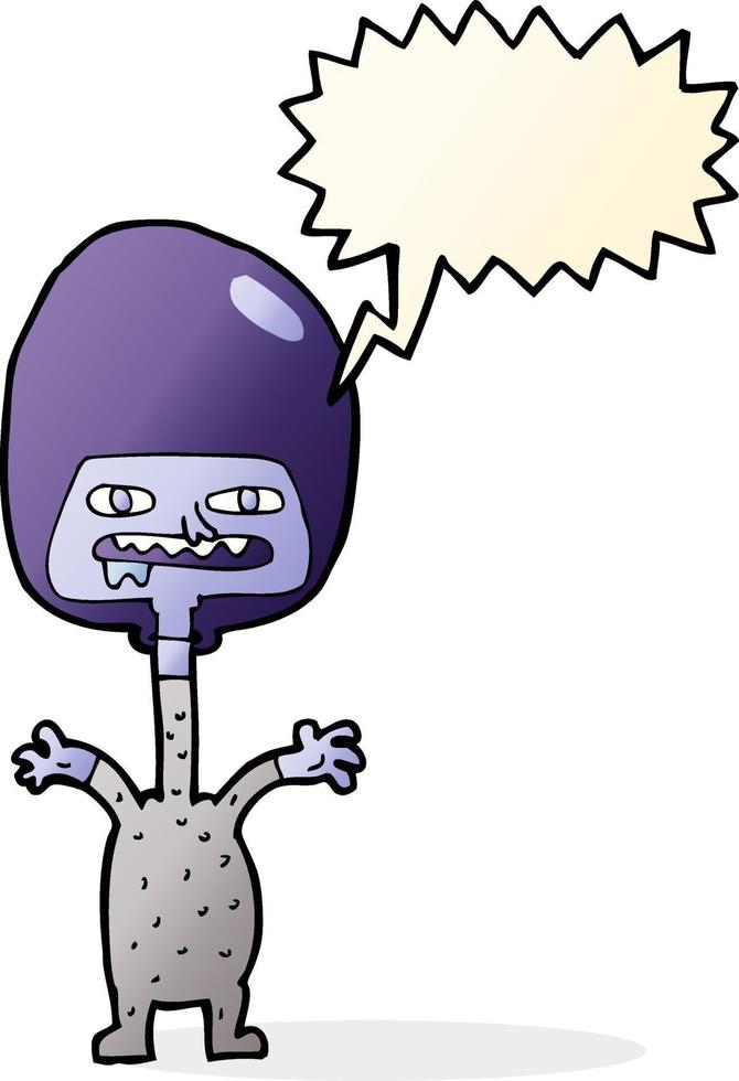 cartoon space alien with speech bubble vector