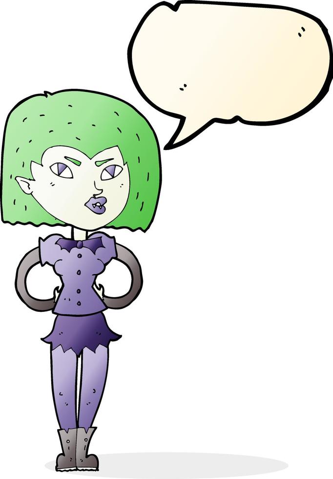 cartoon vampire girl with speech bubble vector