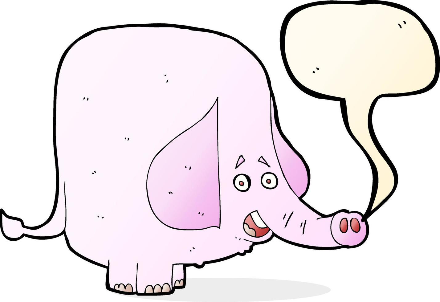 elefante rosa de dibujos animados con burbujas de discurso vector