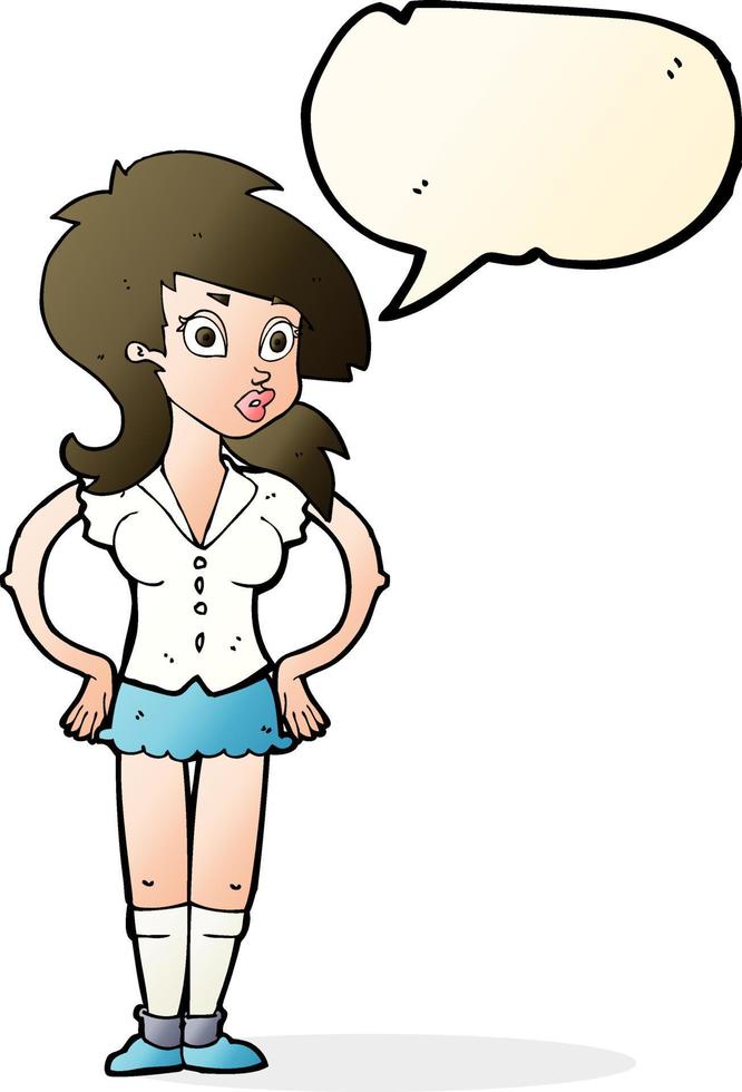 cartoon pretty woman with speech bubble vector