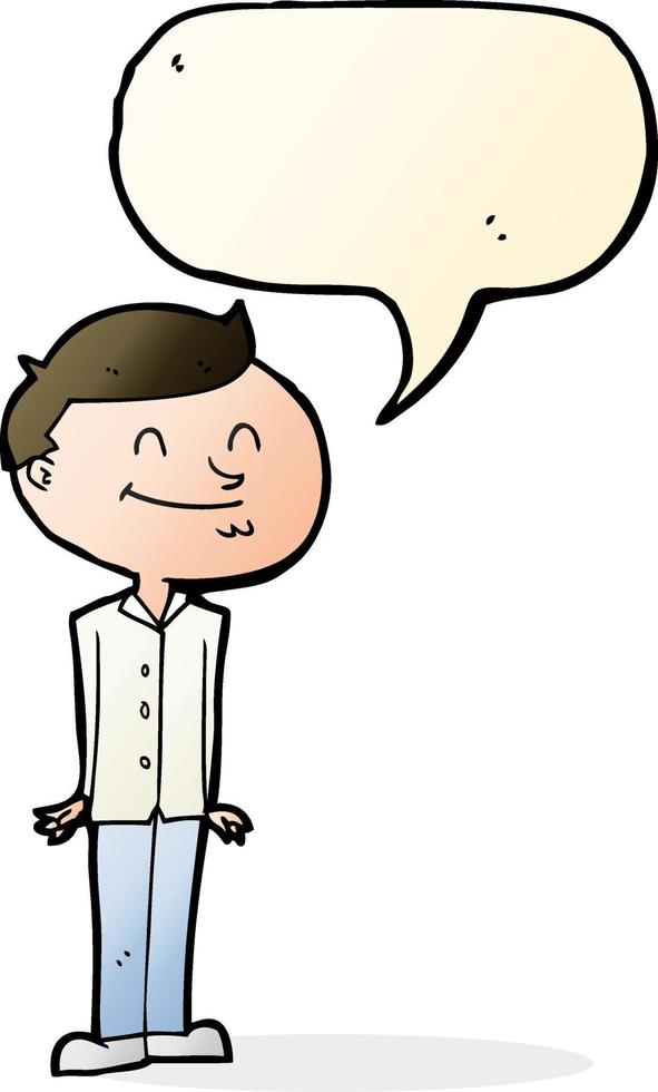 cartoon smiling man with speech bubble vector