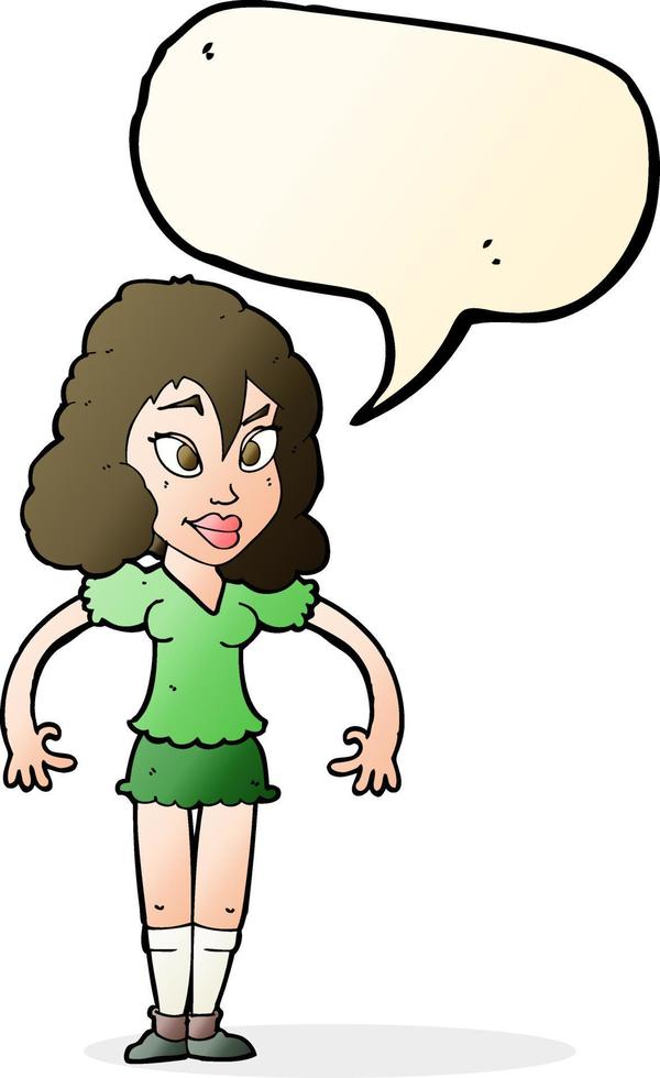 cartoon pretty woman with speech bubble vector