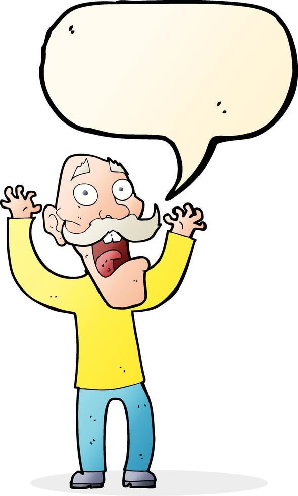 cartoon old man getting a fright with speech bubble vector