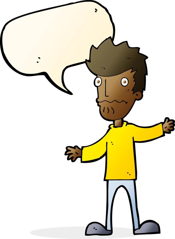 cartoon nervous man with speech bubble vector