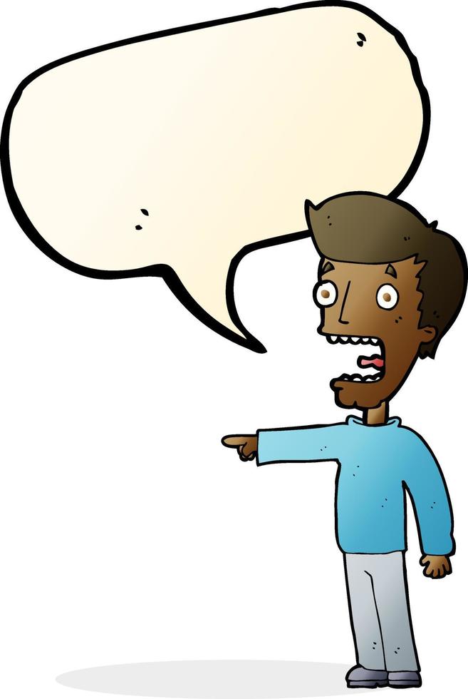 cartoon terrified man with speech bubble vector