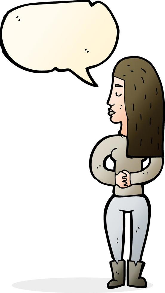 cartoon woman ignoring with speech bubble vector