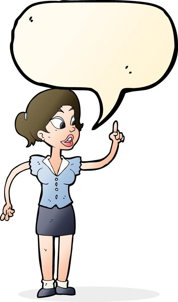 cartoon woman with great idea with speech bubble vector