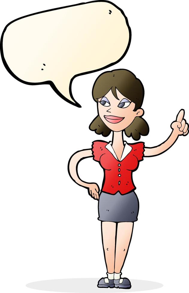 cartoon woman with great idea with speech bubble vector