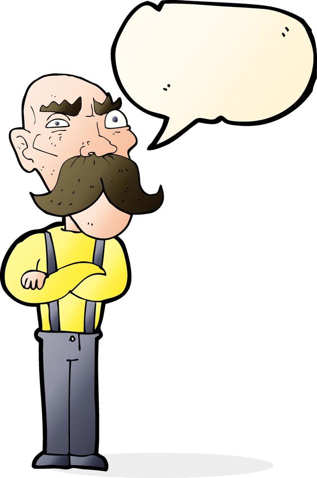 cartoon angry old man with speech bubble vector