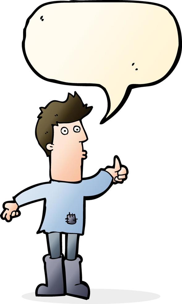 cartoon poor man with speech bubble vector