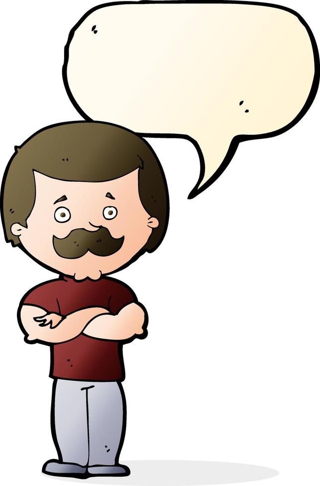 cartoon manly mustache man with speech bubble vector