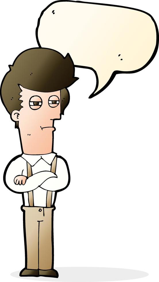 cartoon annoyed man with speech bubble vector