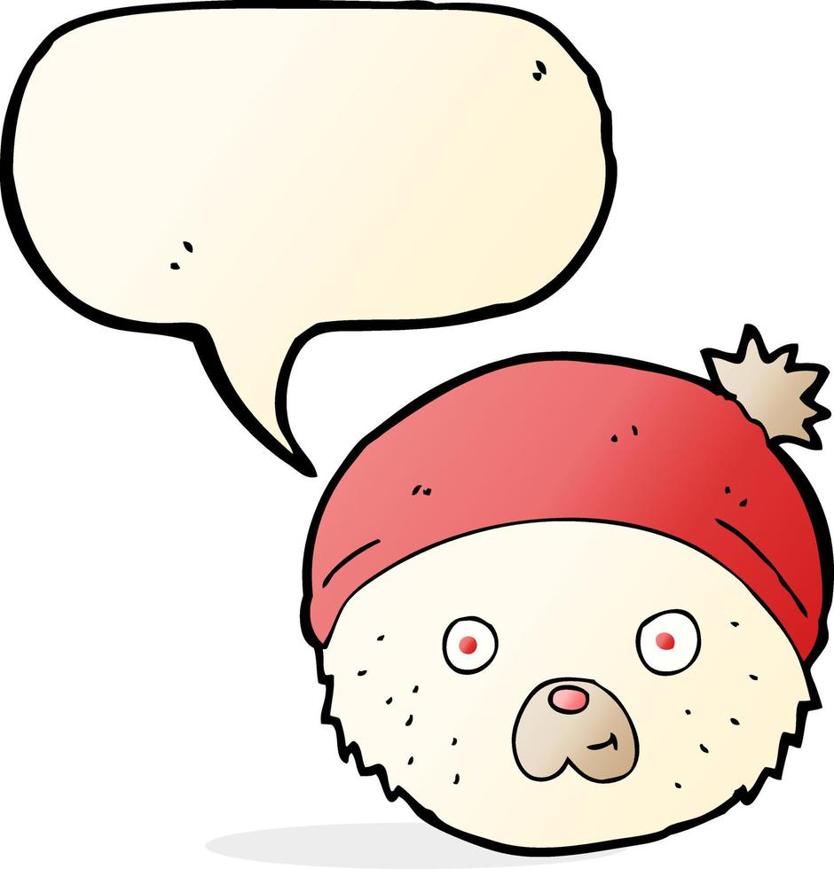 cartoon teddy bear face with speech bubble vector
