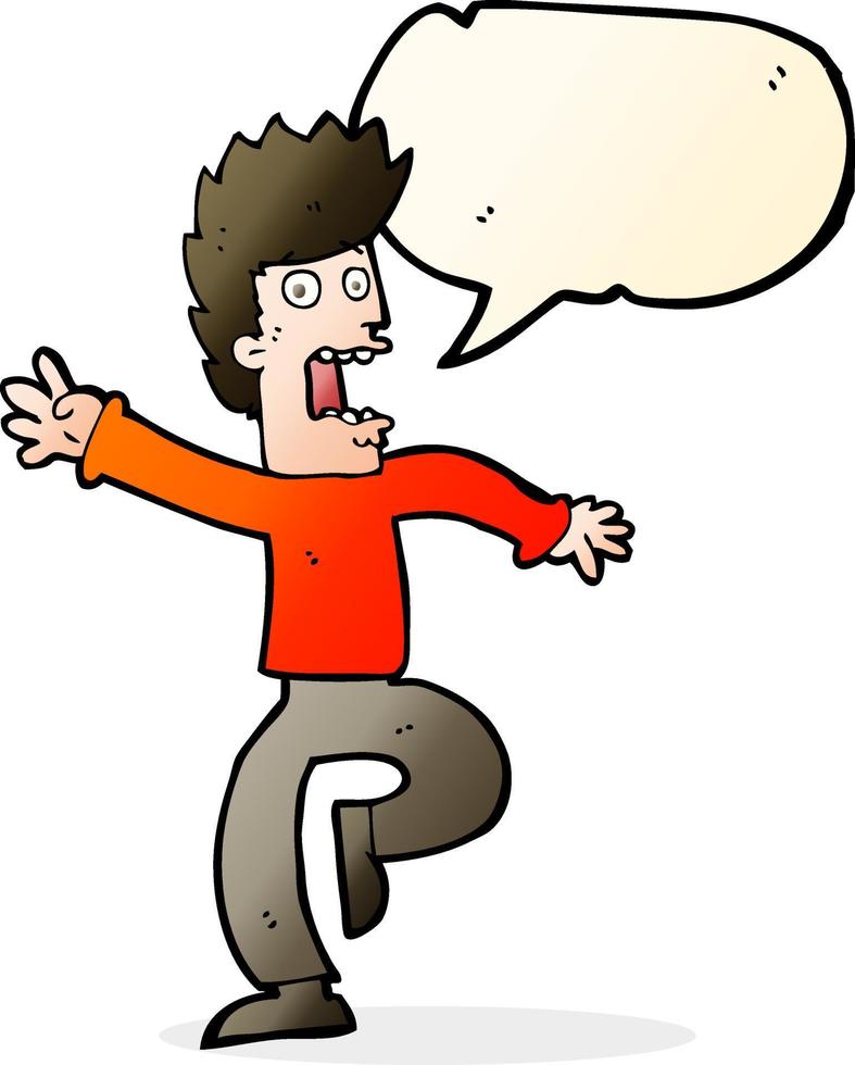 cartoon frightened man with speech bubble vector